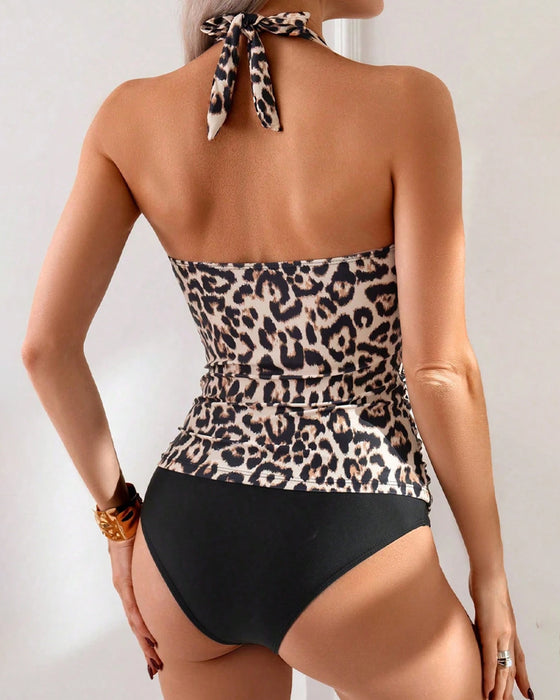 Badedrakt Hals Leopardtrykk Triangel Todelt