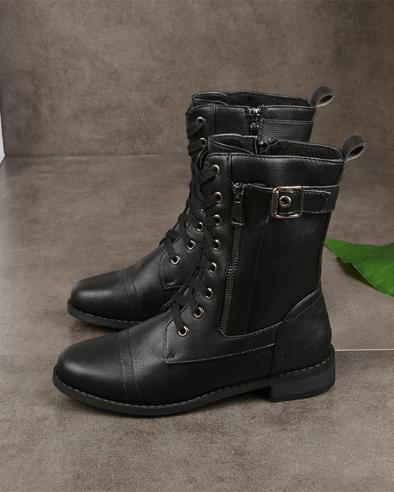 Støvler Dames Rund Tå Sidelås Lær Ortopedisk