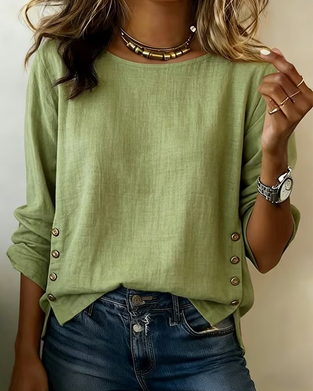 Topp Uformell Rund Hals Knappedesign