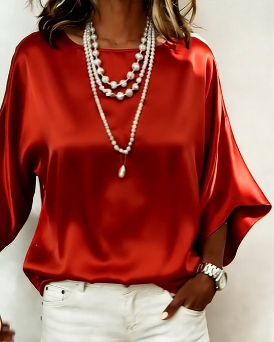 Bluse Sateng Flaggermusermet