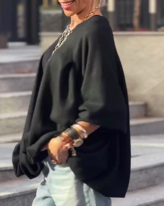 Sweatshirts Ensfarget Løs Uregelmessig