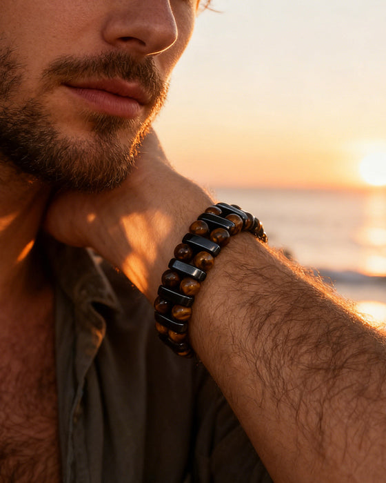 Naturlig Tigerøye Sten Armbånd