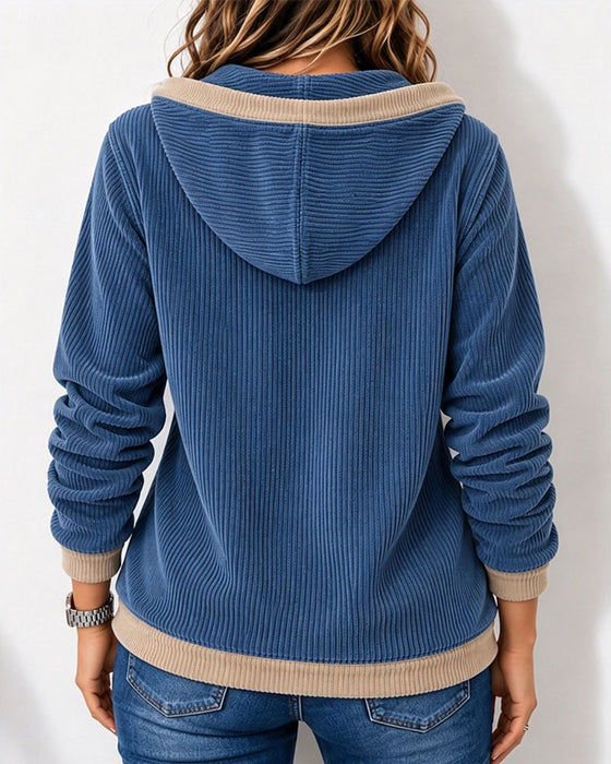 Sweatshirt Cordsfløyel Knyte Hetter