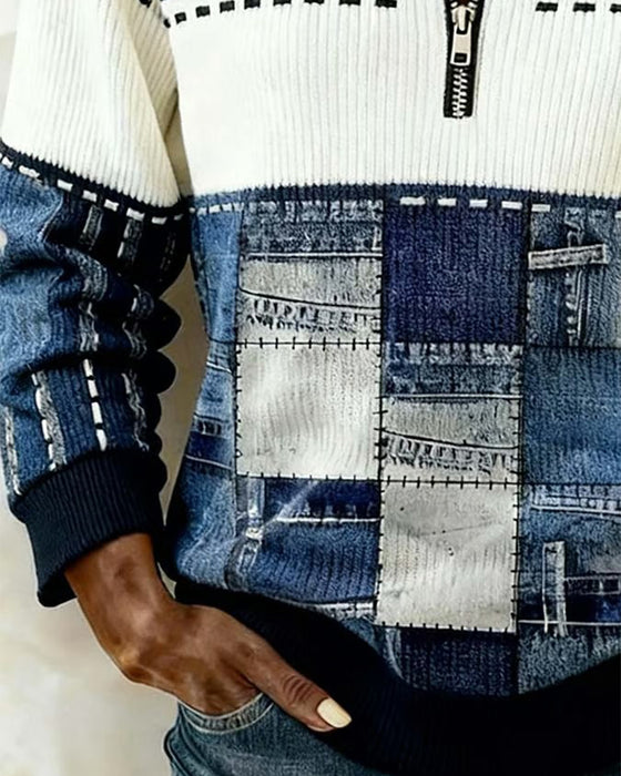 Retro Hettegenser Med Halvglidelås