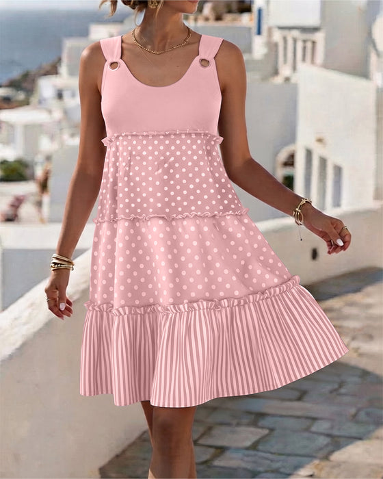 Kjole Prikket Stripe Lagdelt Spagetti