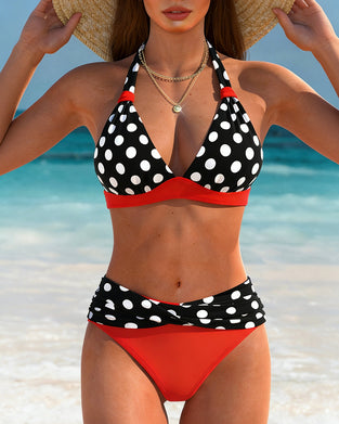 Bikini Prikket Kontrastfarge Splitt