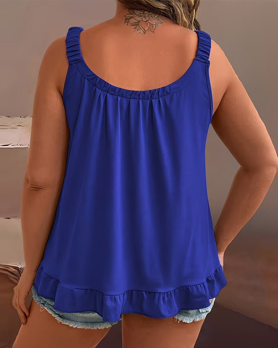 Tanktop Plissert Rysje Ensfarget
