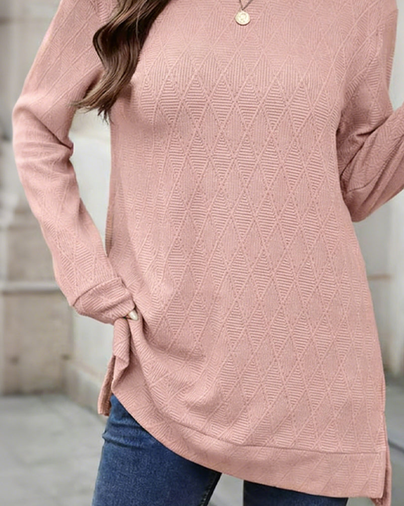 Topp Rund Hals Diamantjacquard