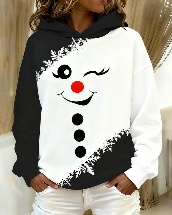 Langermet Hette Med Trykk Og Fargeblokkering