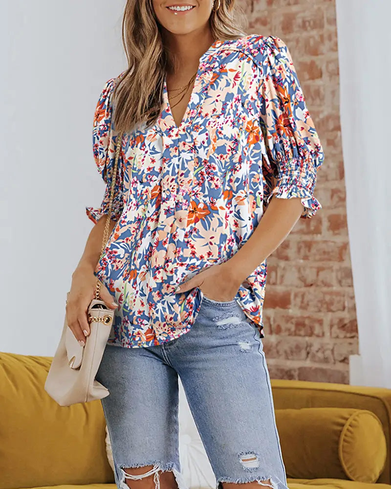 Bluse Elegant Liten Blomsterprint
