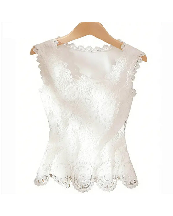 Tank Top Vannløselig Blonde Ermeløs
