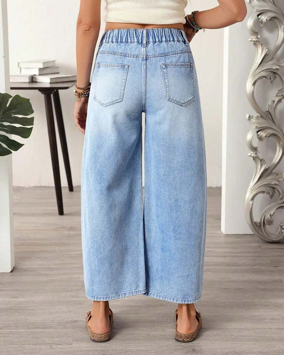 Jeans Denim Elastisk Midje Vida Ben Croppet