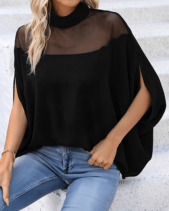 Bluse Gjennomsiktig Cold Shoulder Dolmanerme