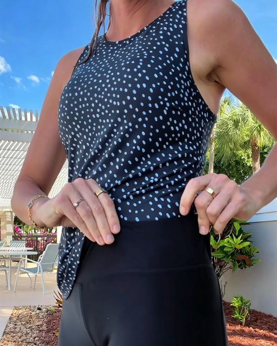 Tankini Rund Hals Ermeløs Prikket