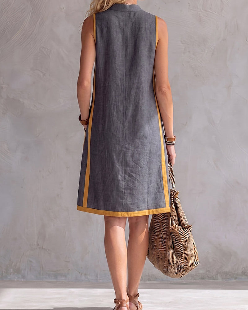 Kjole Kontrastkant Ermløs