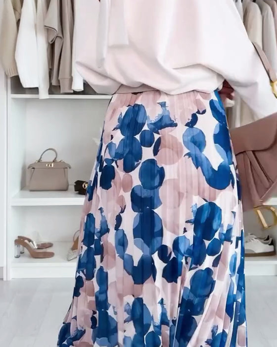 Skjørt Plisserte Trykt Fargeblokk