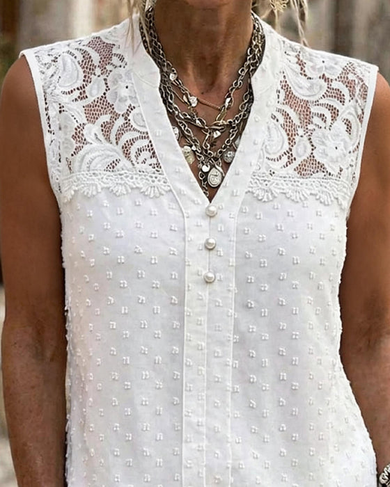 Tank Top Blonde Jacquard Ermeløs