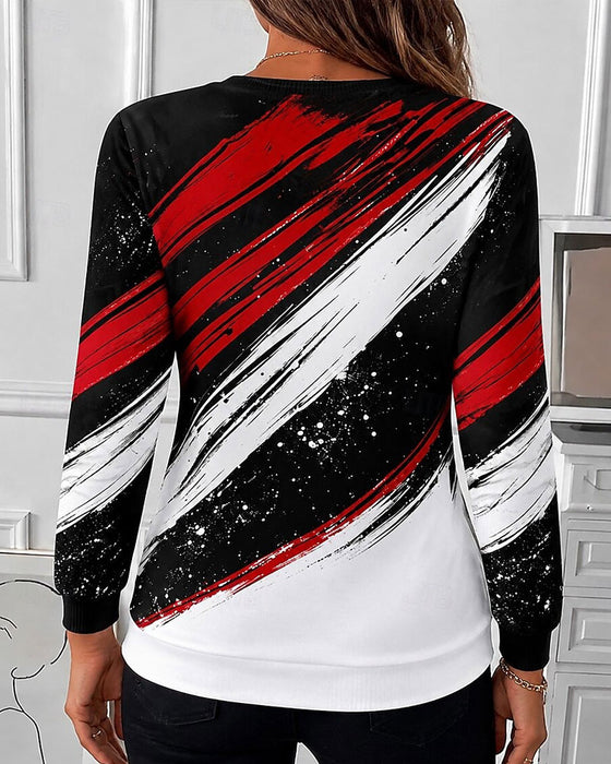 Hoodie Graffiti Trykk Glidelås Pullover