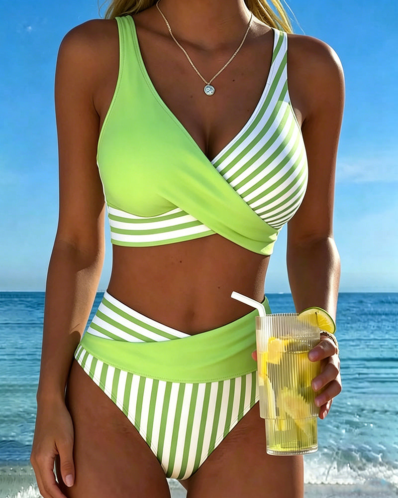 Bikini Kryssstripet Trykt