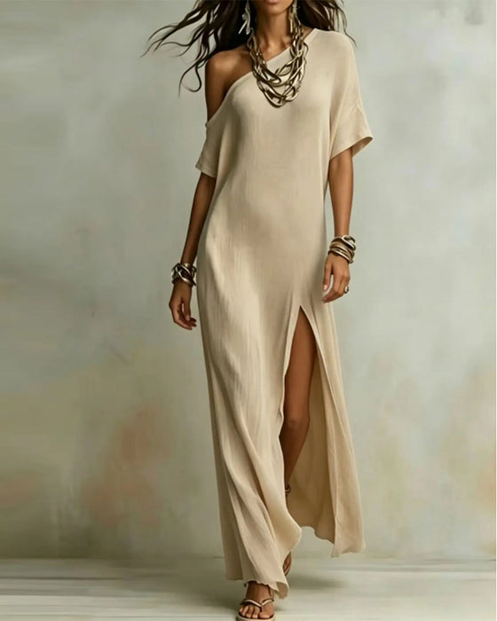 Kjole Off-Shoulder Splitt Flaggermus Erme
