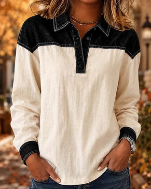 Bluse Fargeblokk Revers