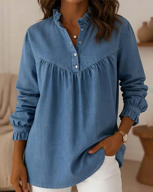 Topp Denim Rysj Knapping
