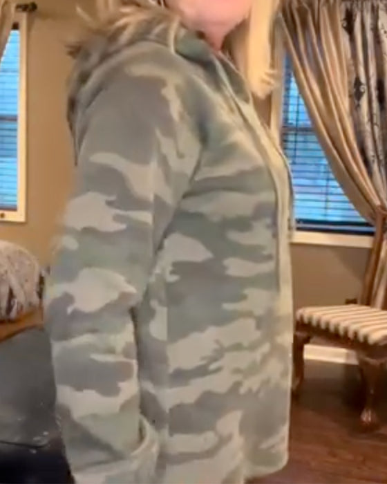 Hoodie Camo Snørestropp Løs Genser