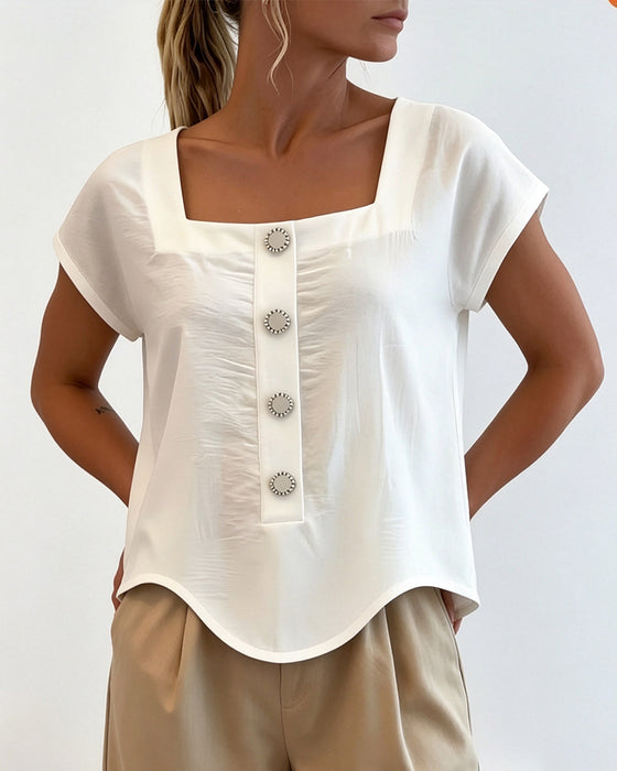Bluse Firkantet Krage Enfarget