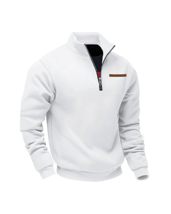 Sweatshirt Ensfarget Ståkrage Glidelås