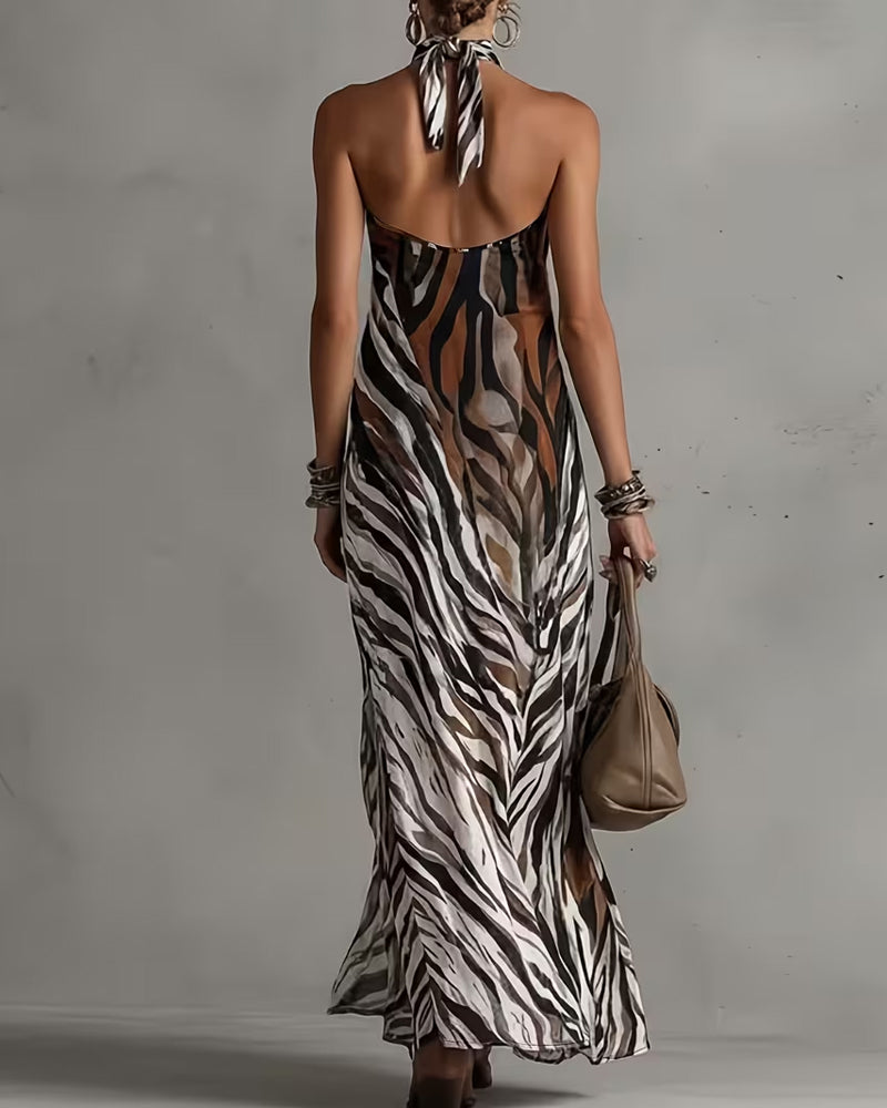 Kjoler Zebra Halter Spalte Lang