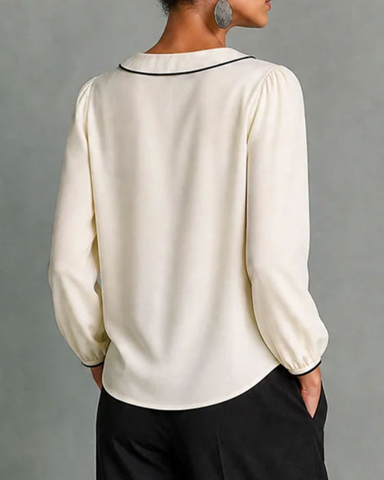 Bluse V-Hals Lang Erme