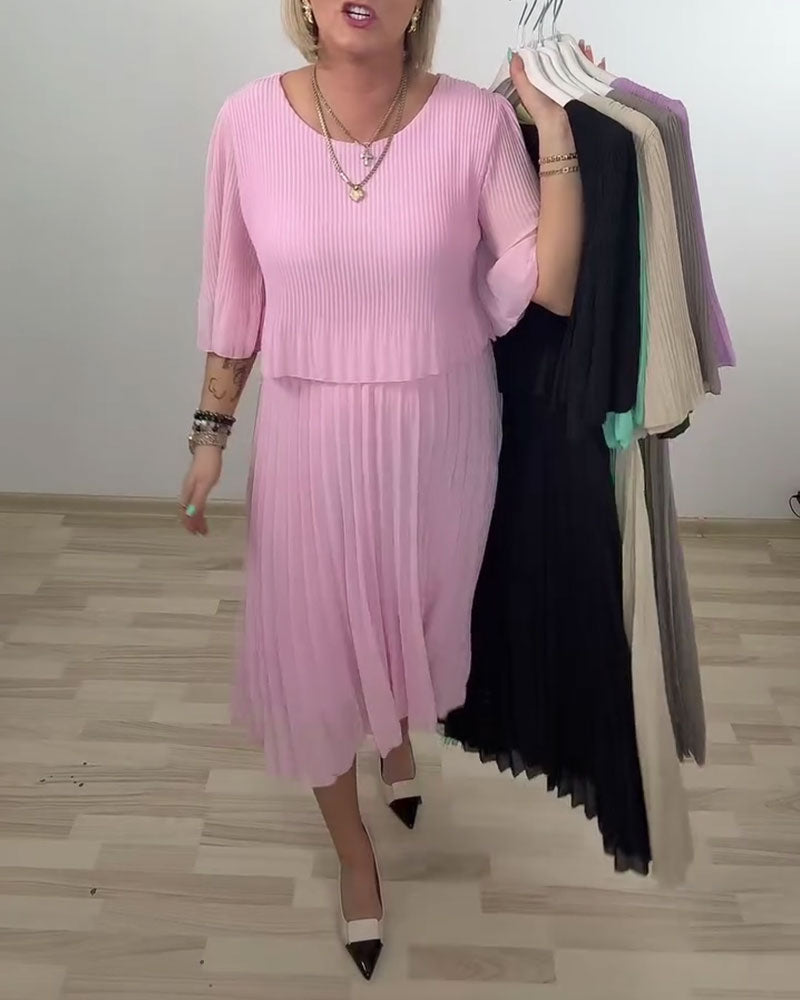 Kjole Plissert Mellomlang Erm