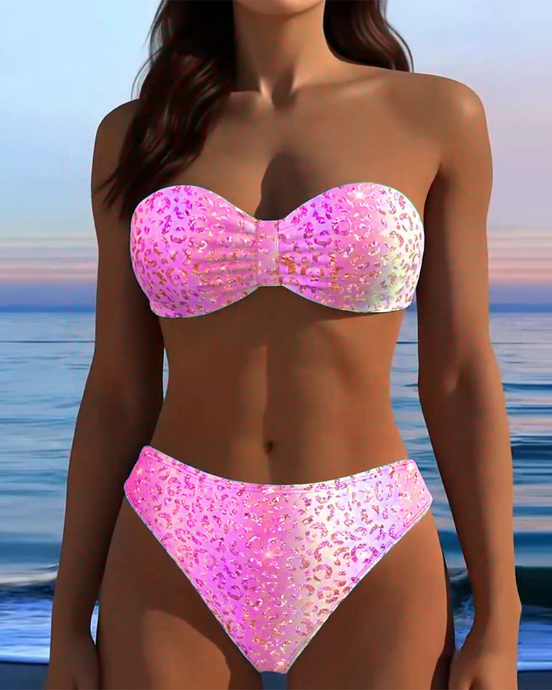Bikini Leopardmønster Bandeau