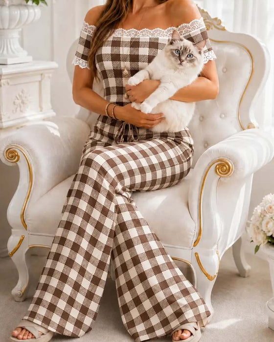 Set Off-Shoulder Blondekant Stripe Bred Ben Bukser