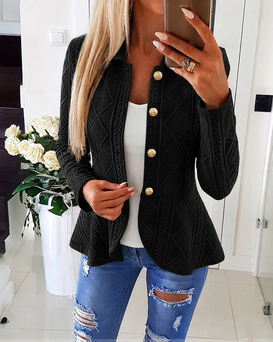 Jakke Knapp Casual Solid