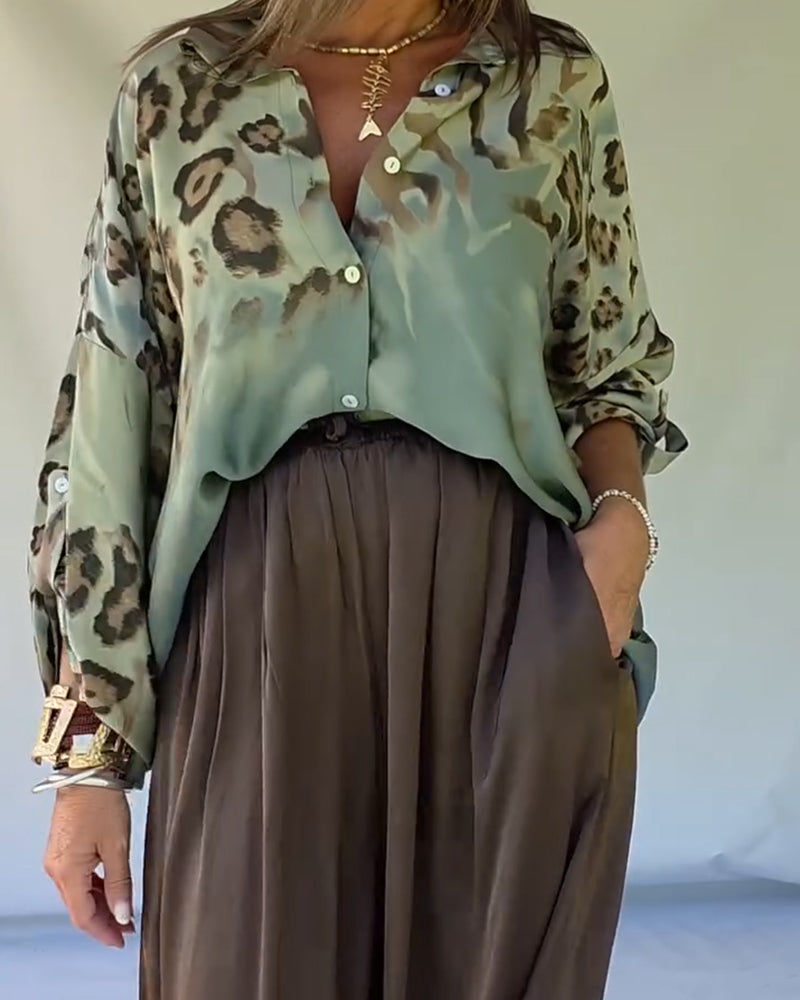 Skjorte Med Chic Leopardprint Og Krage