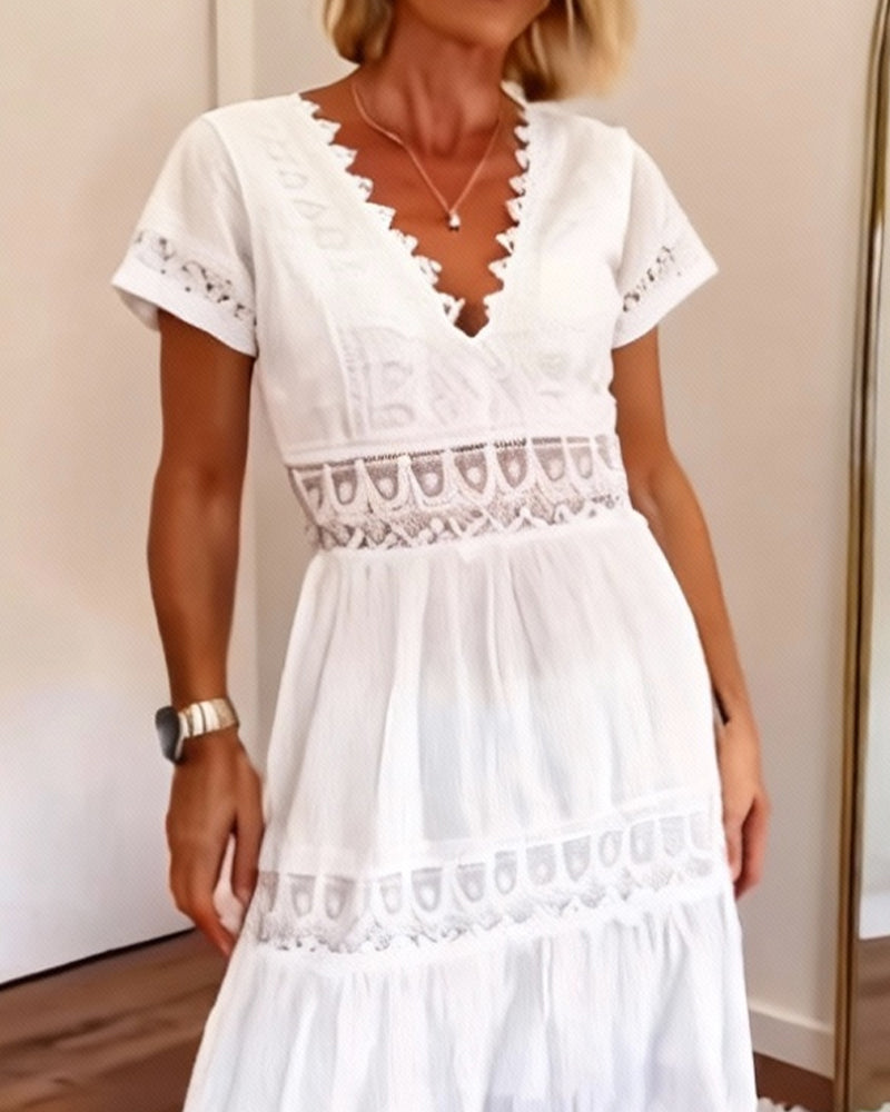 Kjole Dyp V-Hals Utskjæring Maxi