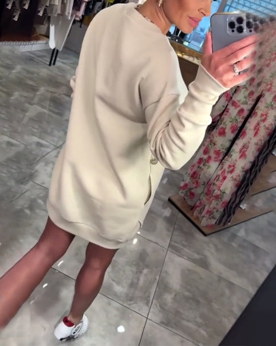 Kjole Pullover Lomme Langermet