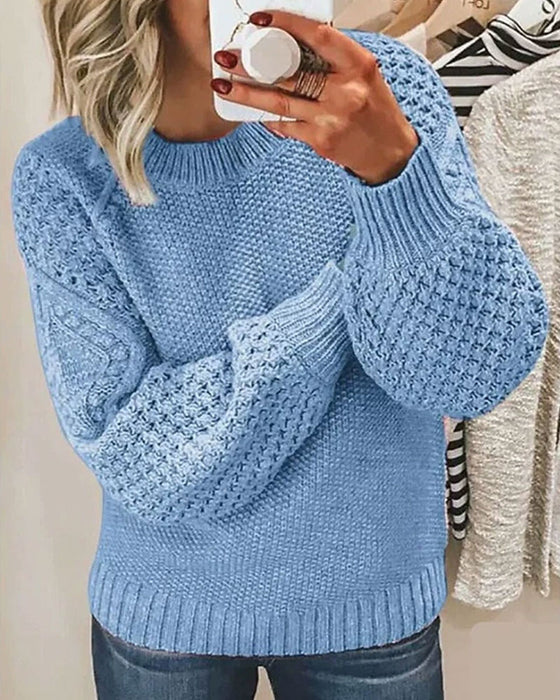 Pullover Allsidig Solid Farge Strikket