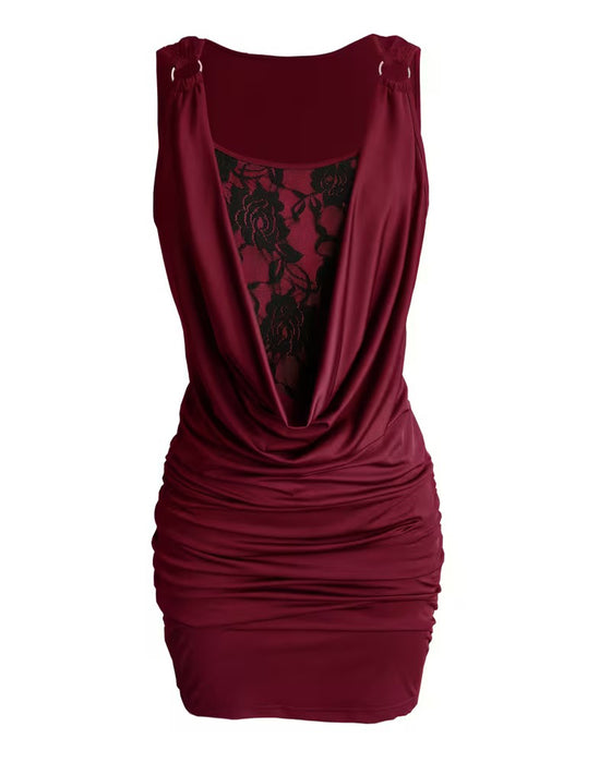 Kjole Drape Hals Blonde Stroppet Bodycon