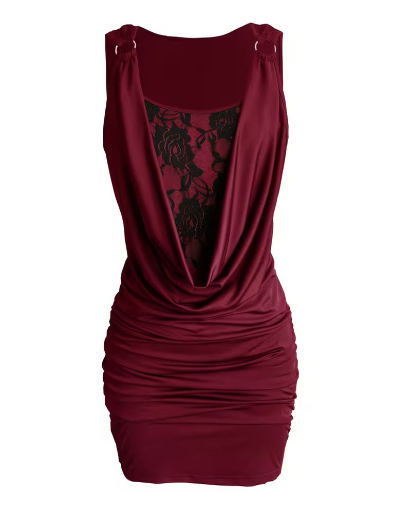 Kjole Drape Hals Blonde Stroppet Bodycon