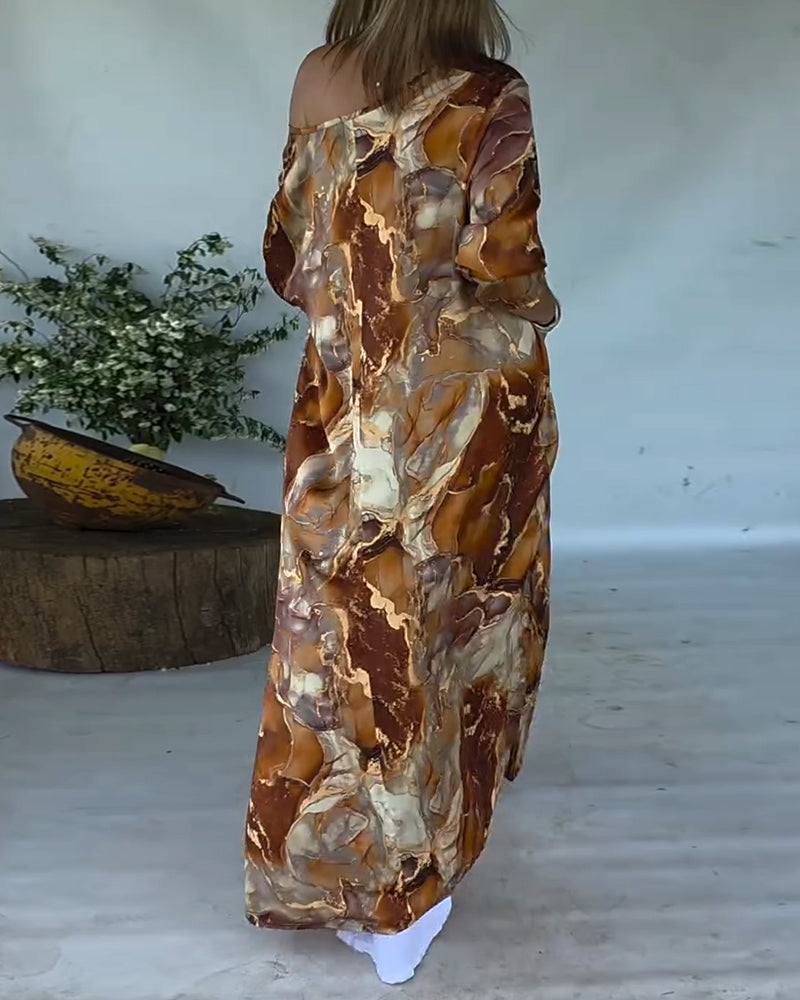 Bluse Moteriktig Splitt Trykt