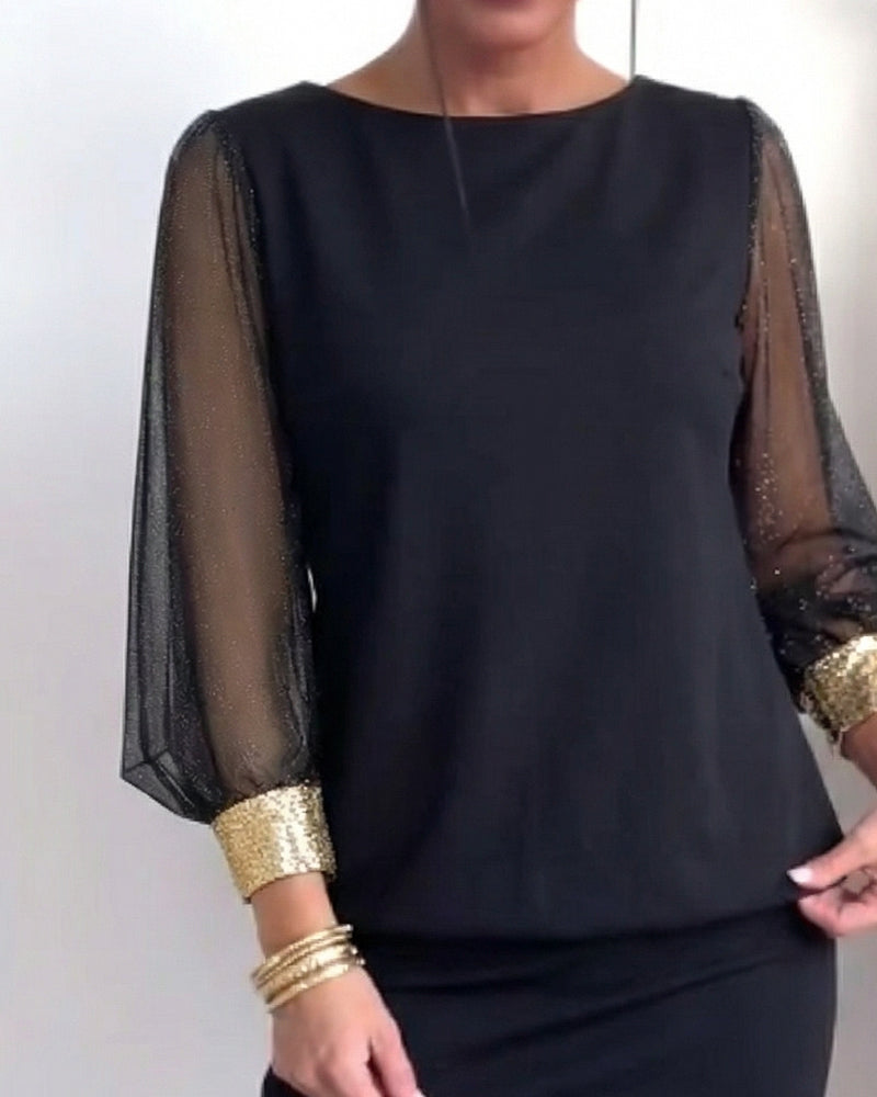 Kjole Netting Fargekontrast Langermet