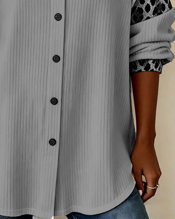 Skjorte Krage Knappet Leopardmønster