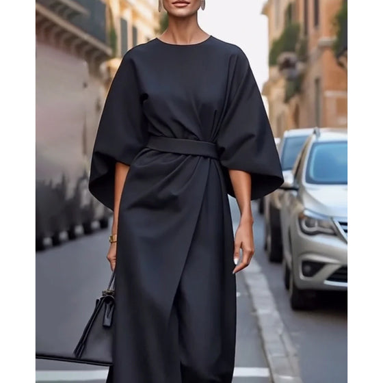 Kjole Med Elegant Lanternerm Og Belte