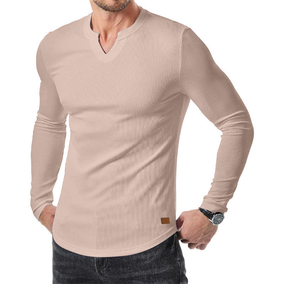 Skjorte Herre Slim Fit V-Hals Longline Muscle