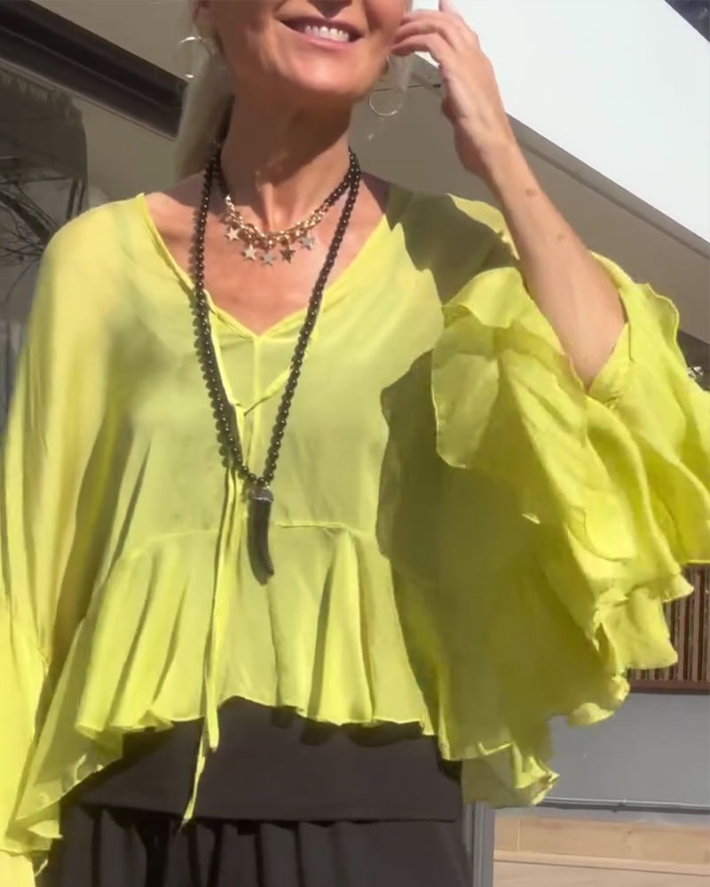 Bluse Ruffle Flagermuserm Flagermuserm