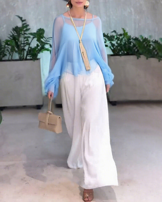 Bluse Med Elegant Ensfarget Stil