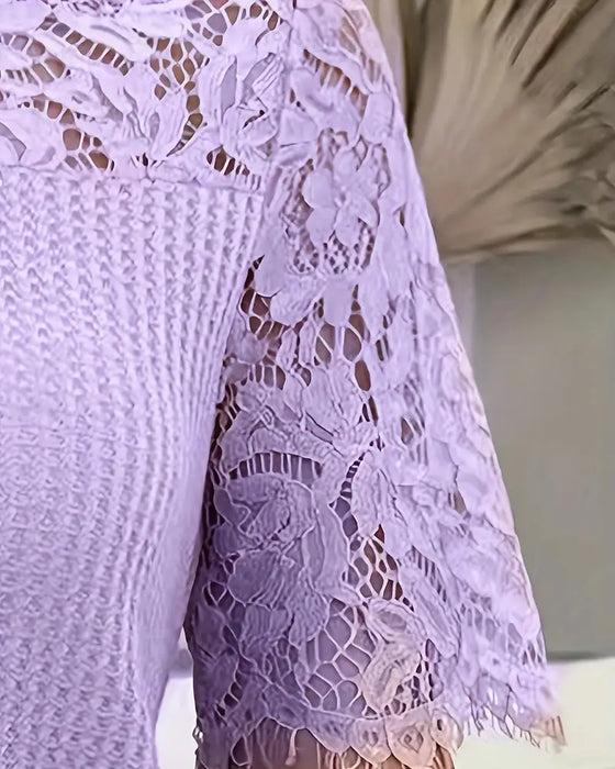 T-Skjorte Blonder Panel Strikket