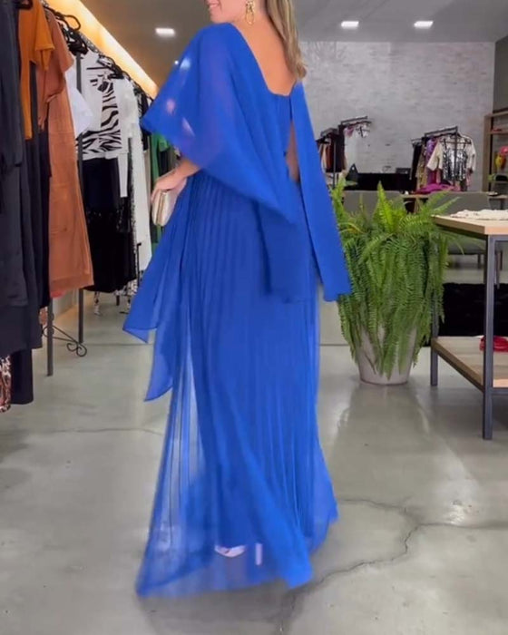 A-line maxikjole med rund hals